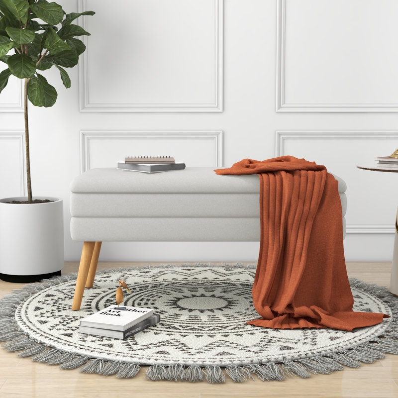 Banc de rangement à couvercle rabattable Jakailyn, Beige