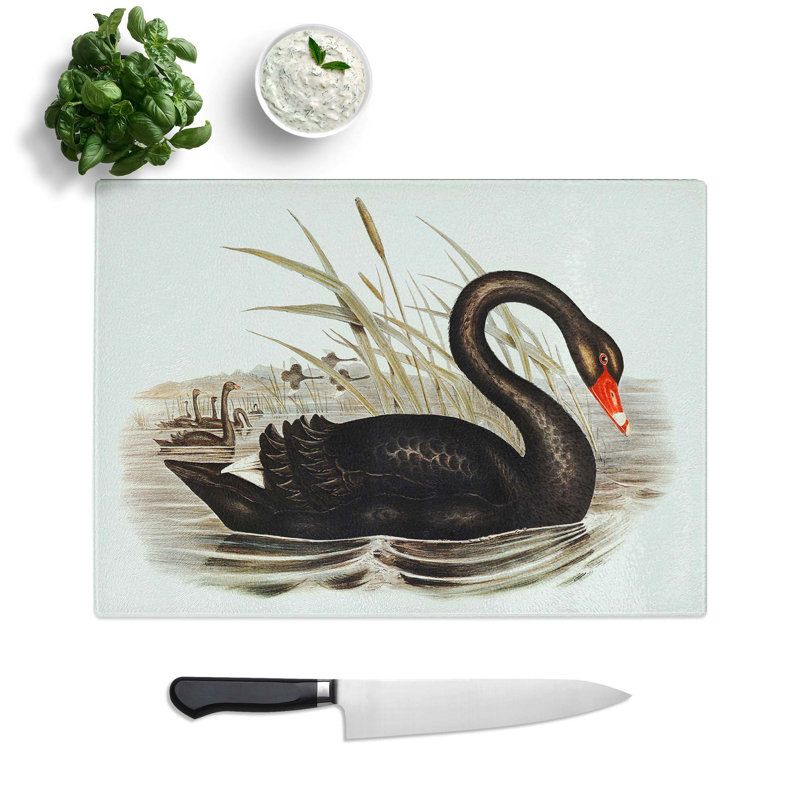 Tempered Glass Swan Chopping Board, 28.5 cm W x 20 cm L