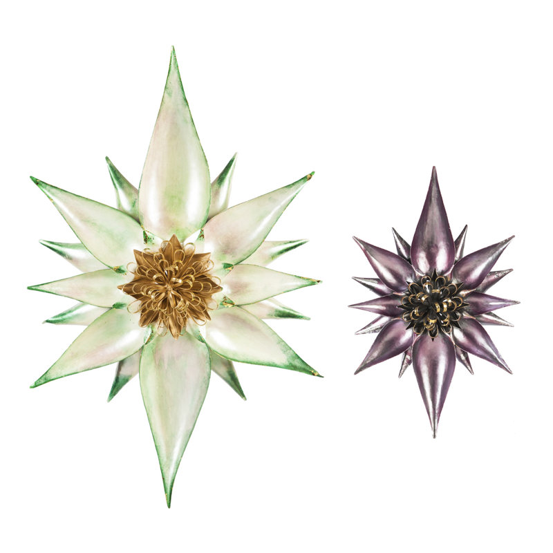 Ensemble de décoration murale fleur en métal 2 pièces