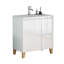 Ensemble de meuble-lavabo moderne de 31,5 po avec lavabo, armoire avec 1 porte et 2 tiroirs, système de rangement en douceur, pieds en bois massif sans poignée, assemblage facile