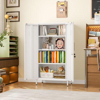 Modern Metal Office Storage Cabinet with Adjustable Shelves, Steel Locker Cabinet for Office/Living Room/Bedroom/Bathroom