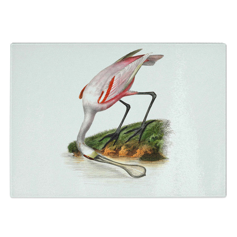 Tempered Glass Roseate Spoonbill Bird Chopping Board, 39 cm W x 28.5 cm L