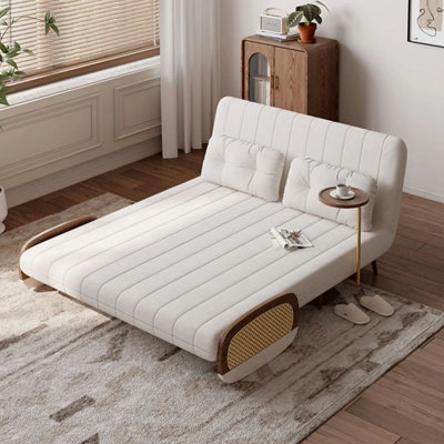 59.06" White Polyester Standard Sofabed cushion couch