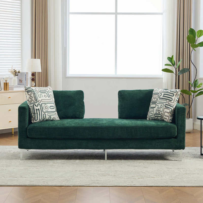 Chaise longue rembourrée en chenille moderne avec fonction couchette et coussins