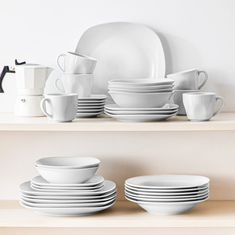 36 Piece Porcelain China Dinnerware Set - Service for 6