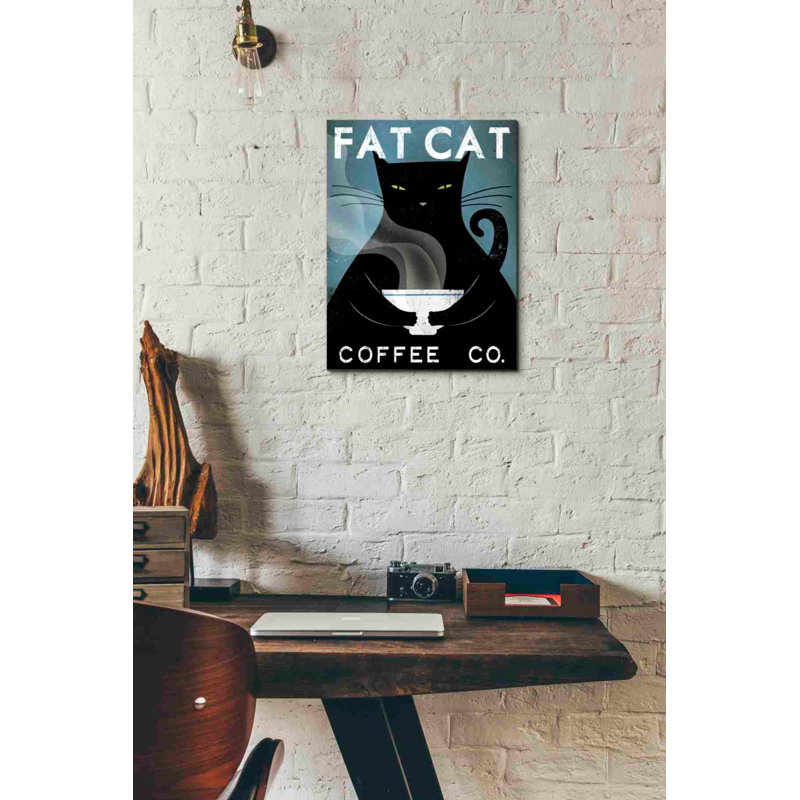 «Cat Coffee no City» par Ryan Fowler, art mural sur toile, H 16 po x l 12 po x P 0,75 po