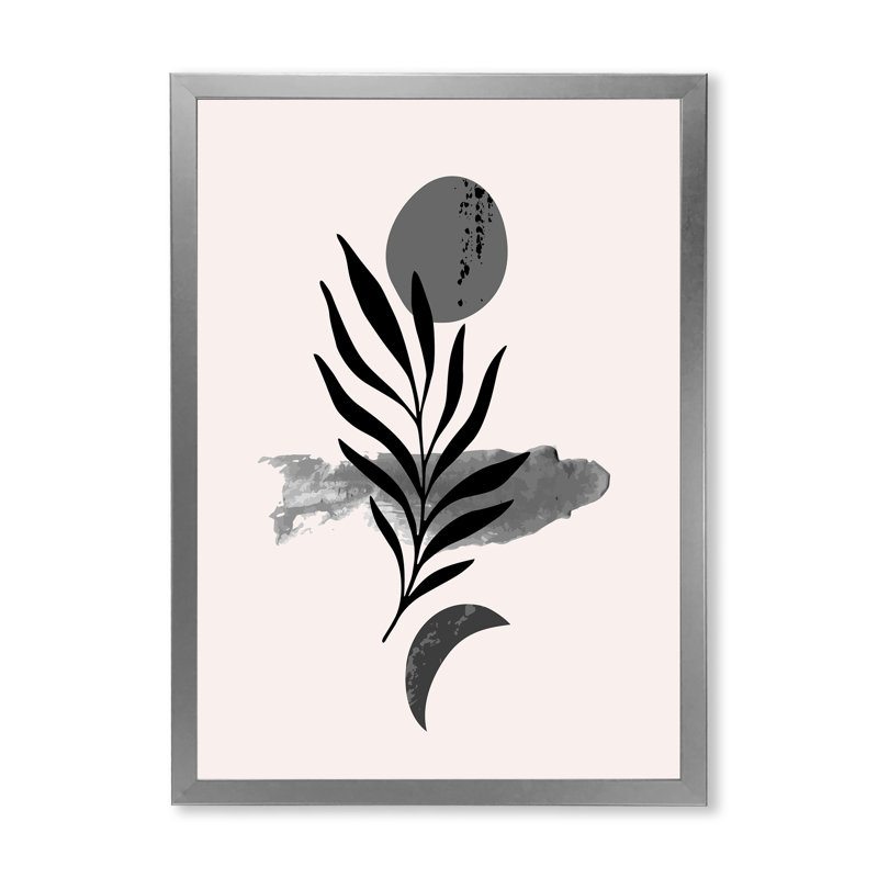 Feuille tropicale abstraite II - peinture sur toile, H 40 po x l 30 po x 1,5 po, Cadre photo argenté