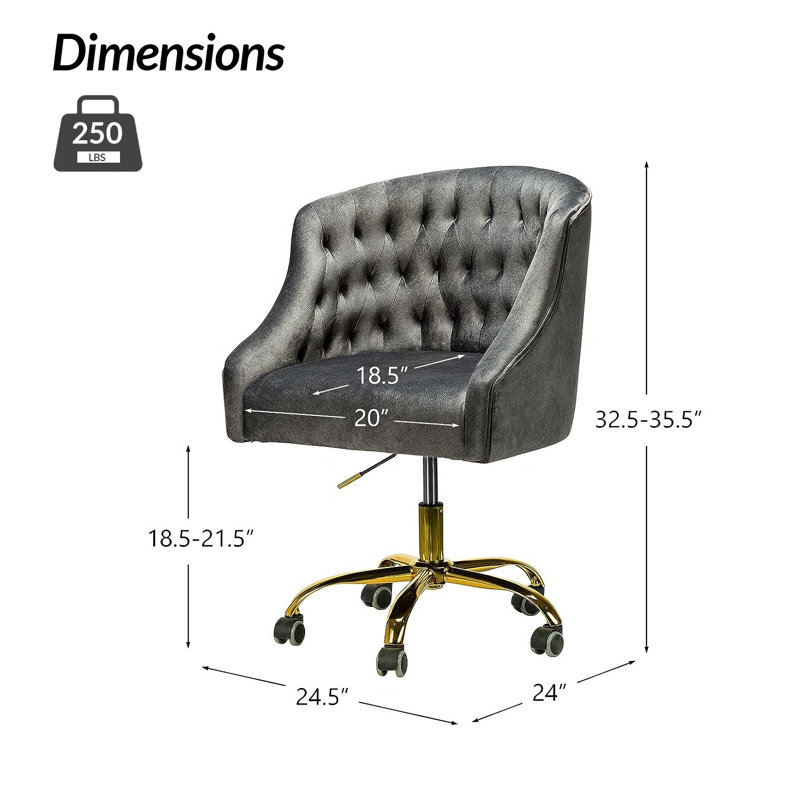 Chaise de travail Concetta, Gris anthracite