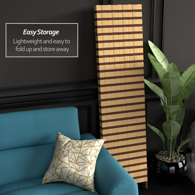 6 ft. Tall Two Tone Natural Fiber Room Divider, 4