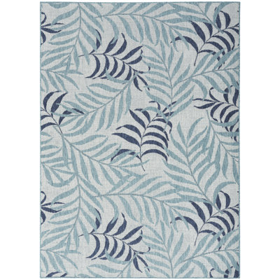 Tapis bleu / gris en polypropylène tissé à la machine Latrell