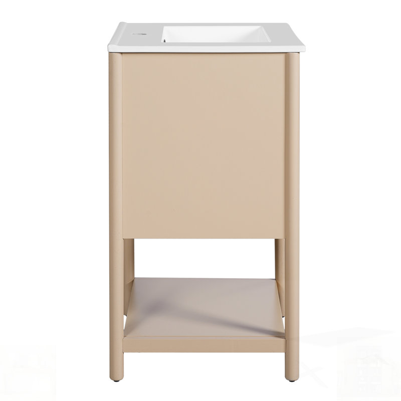 Meuble-lavabo de style français avec lavabo en céramique, ensemble simple autoportant avec porte à fermeture douce