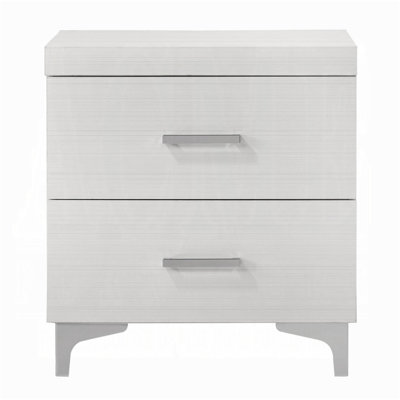 Modern Contemporary Bedroom Furniture White Finish Nightstand Of 2X Drawers Metal Legs Wooden 1Pc