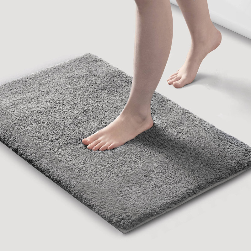 Marshmallow Grey Rectangle Quick Dry 20x30'' Bath Rug with Non-Slip Backing, Rectangle- 30" L x 20" W, Gray