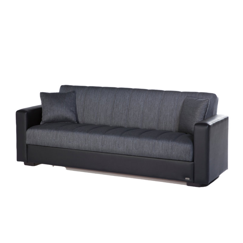 Naquanda 87'' Upholstered Futon And Mattress, Gray 100% Polyester