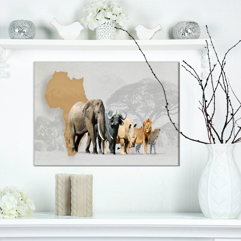 «Big 5 Animals in Afrique», impression sur toile tendue, H 20 po x l 20 po x P 1 po