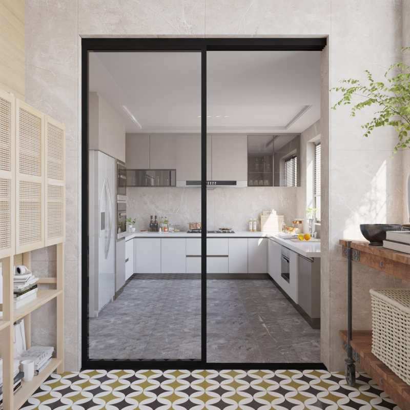 2 Panel Clear Glass Room Dividers - Sliding Doors - Closet Doors