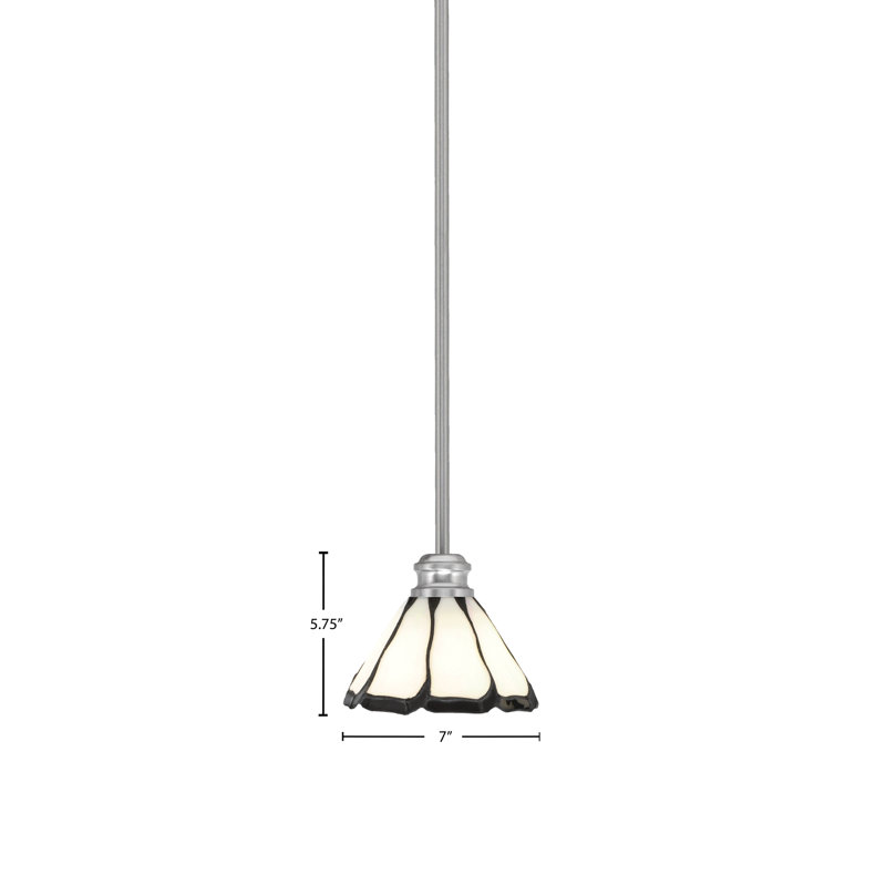 Mini-luminaire suspendu sur pied Edge avec perle de 7 po et verre d'art Black Flair, Nickel brossé