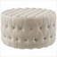 Repose-pieds de 31,5 po en velours rond pour le salon, entrée | Beige | Polyester