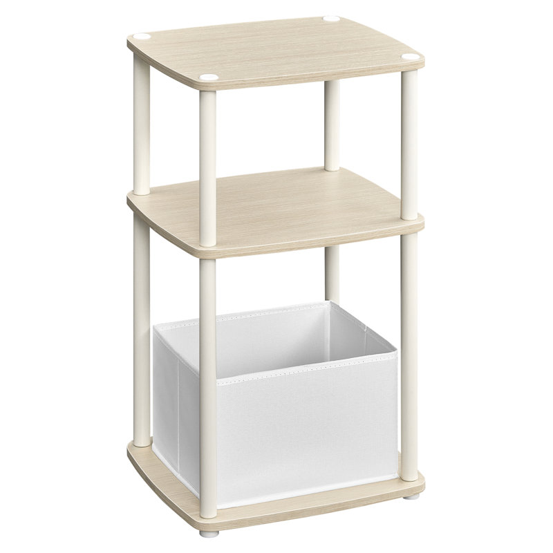 Superfast Toolless Assembly, Side Table, 3-Tier Nightstand With Storage, Fabric Basket, For Bedroom Living Room, Steel Frame, 11.8 X 13.4 X 22.8 Inches, Modern