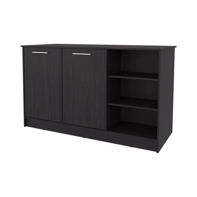 Wengue Kitchen Island With 2-Door And Open Storage