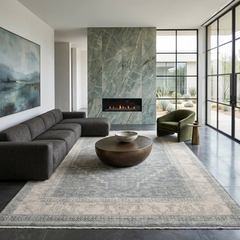Tapis néo-zélandais en laine noué à la main Butner, Rectangulaire 8 pi x 10 pi