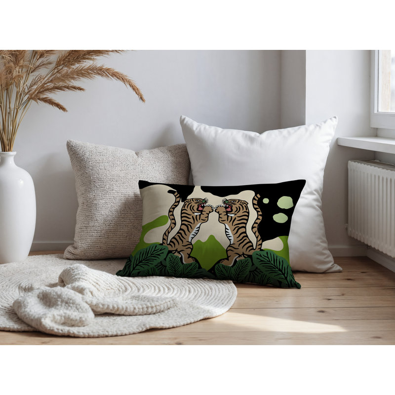 Oreiller rectangulaire réversible intérieur / extérieur Mikro Tiger, Chartreuse, H 20 po x l 14 po