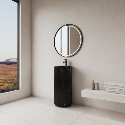 Lavabo de salle de bain sur pied 34 po