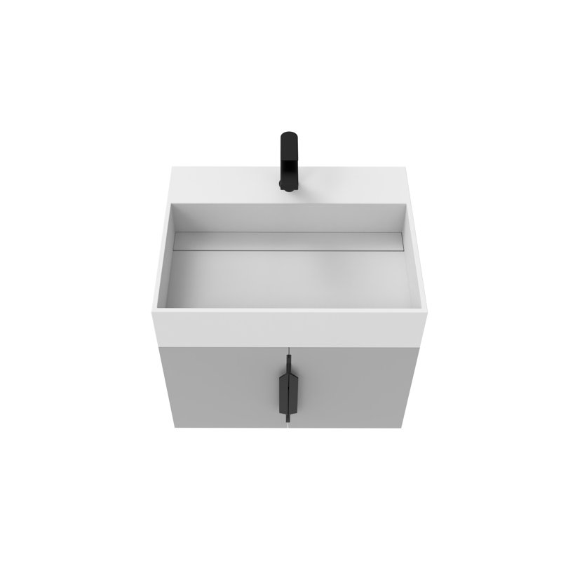 Ensemble de meuble-lavabo simple 24 po avec surface solide Amazon, Blanc, Gris, Noir