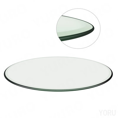 Taille: 18,11 po. Plateau de table en verre trempé, surface ronde, plateau de table transparent, feuille de verre ronde.