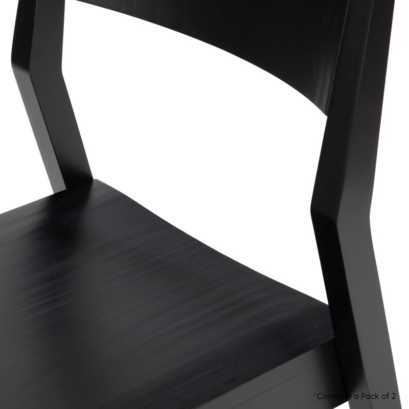 Linzy Solid Wood Modern Dining Chair, Black