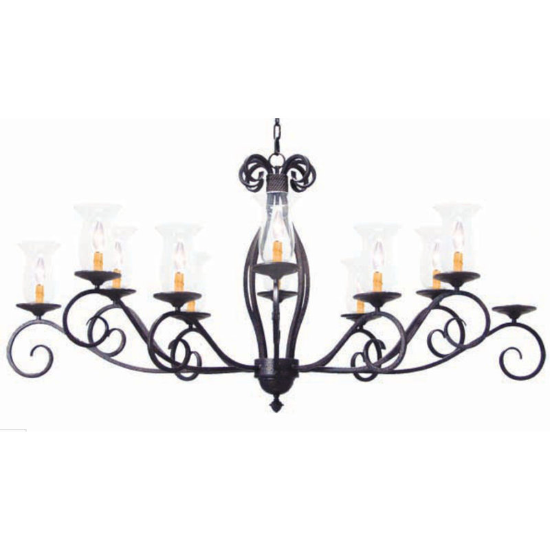 Firenze 12 - Light Chandelier, Graphite Pewter, Aged Celadon Parchment