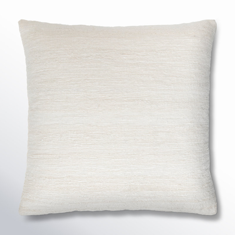Ivory Linen Blend Square Throw Pillow