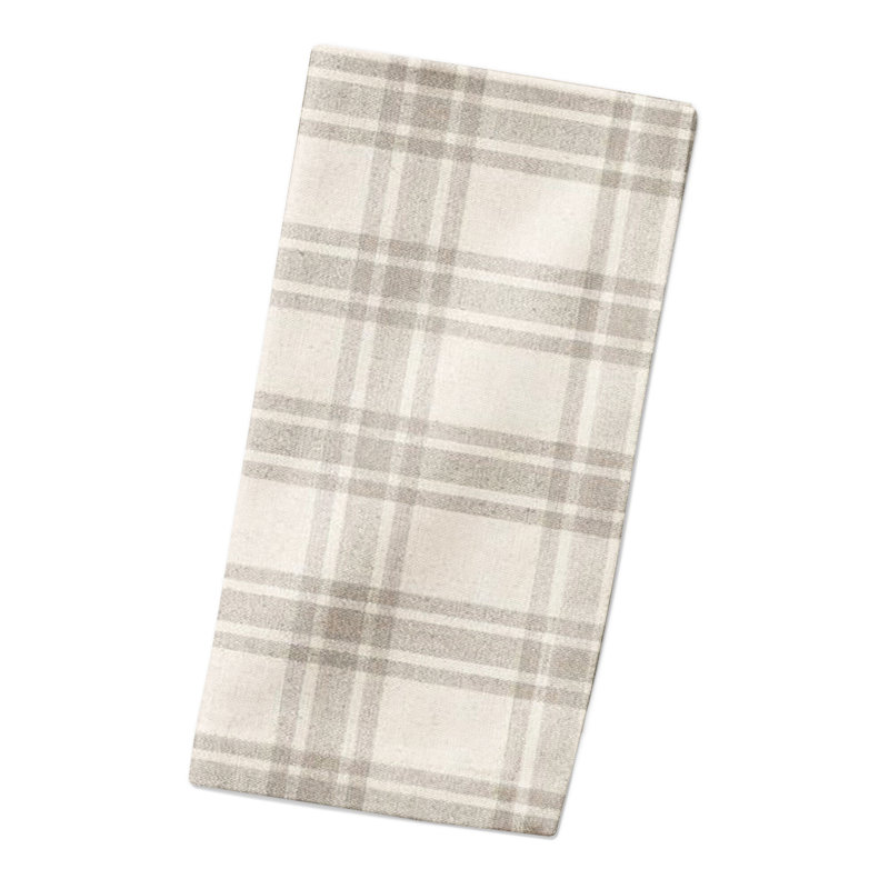 Marikos Cotton Plaid Square Napkin, Gray
