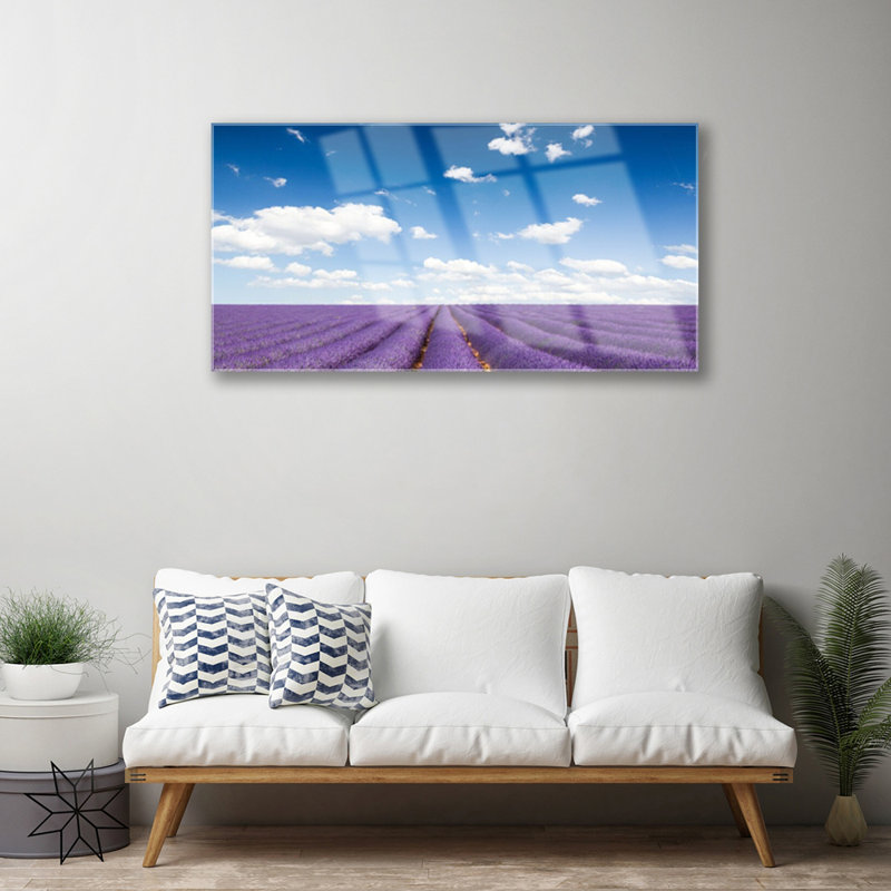 Glass Print Wall Art 100X50cm Image Printed On Glass Decorative Wall Picture Behind Toughened / Tempered Safety Real Glass For Kitchen & Living Room Theme: Meadow Flowers Nature