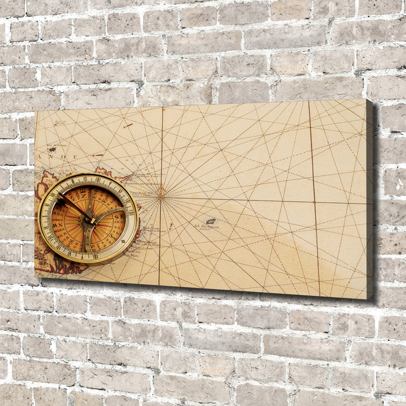 Compass On The Map - No Frame Print on Canvas