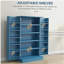 Armoire de cuisine autoportante de 41 po HOMcom, 12 tablettes, portes doubles, 5 tablettes réglables, bleu-312153303