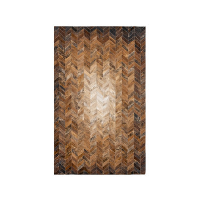 Tapis blanc / brun / noir en cuir de vache Biller