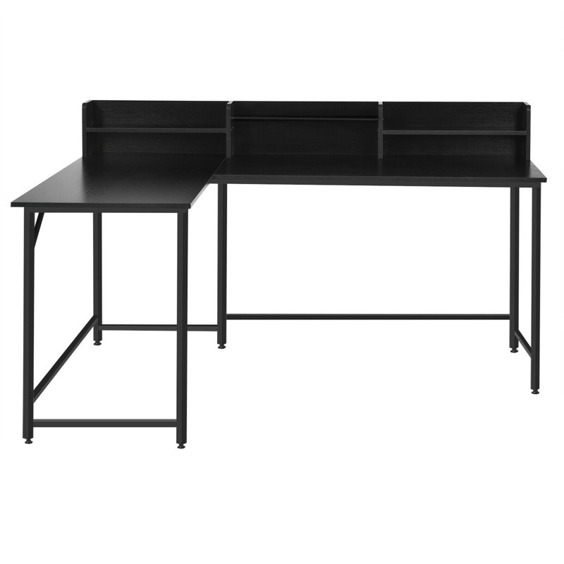 Quinones L-Shaped Metal Base Computer Desk, Black