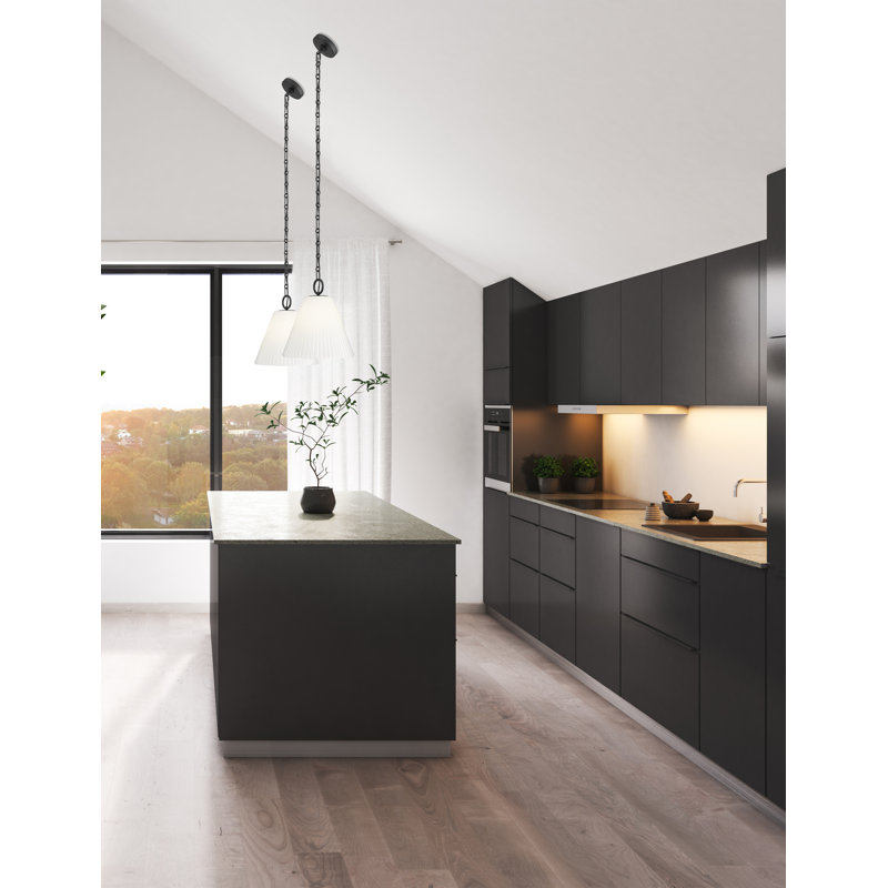 Luminaire suspendu 1 lumière Nady, Noir mat, H 87 po x l 14 po x P 14 po