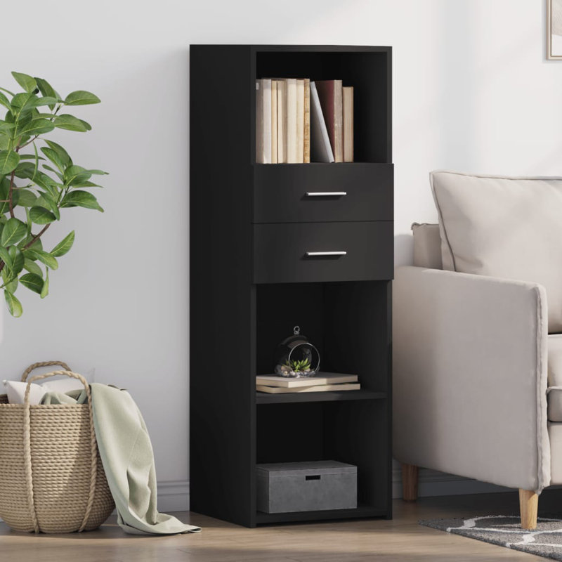 Borough Wharf Highboard Engineered Wood, Black, 48.8" H x 17.7" W x 16.1" D