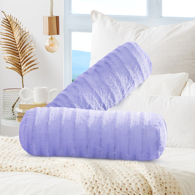 Cheer Collection Faux Fur Bolster Pillow, Very Peri