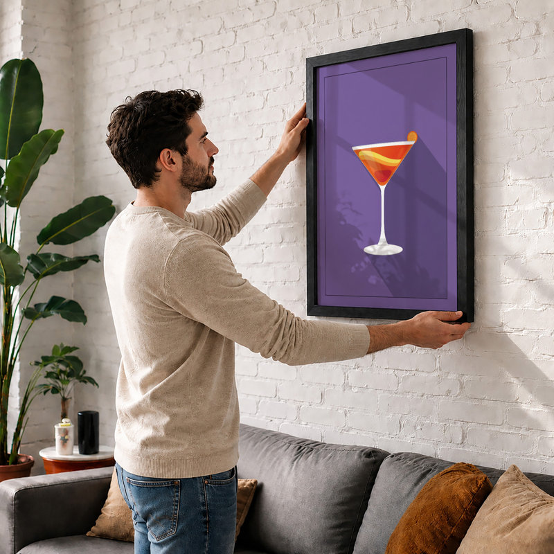 Cocktail Hour Modern - Framed Print, A4 - 29.7 x 21.0 cm, Walnut