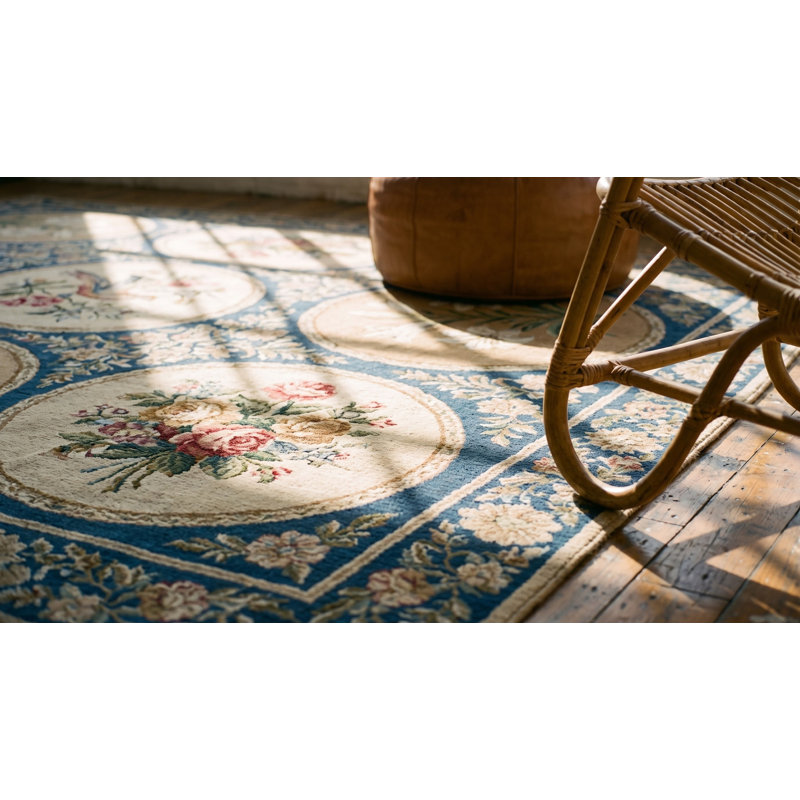 Antique Needlepoint English Flat Weave Rug