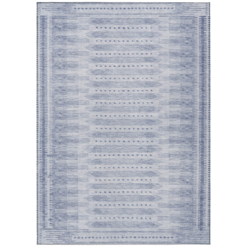 Machine Washable Indoor/Outdoor Xhevrie Blue Rug, Rectangle 10' x 14'