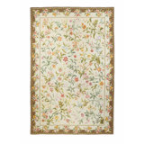 Wool Floral Area Rug in Beige