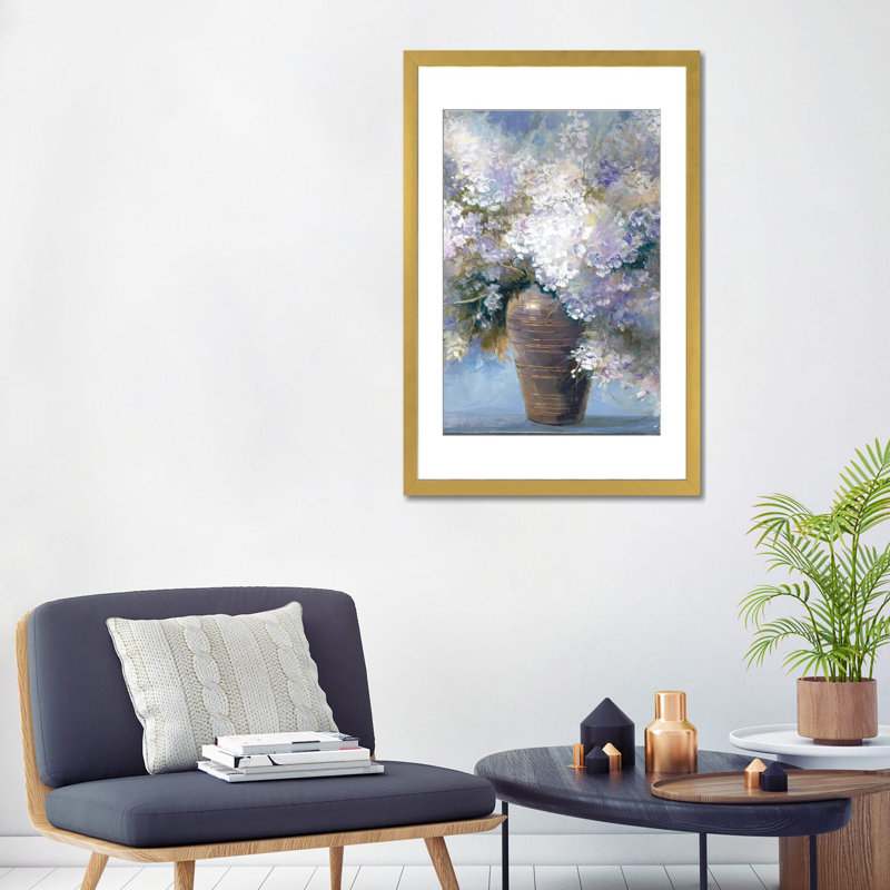 Lavender Explosion Revisited - Wall Art Print - Framed Fine Art Paper, 32" H x 24" W, Open Corner Frame Paper with Mat, Gold