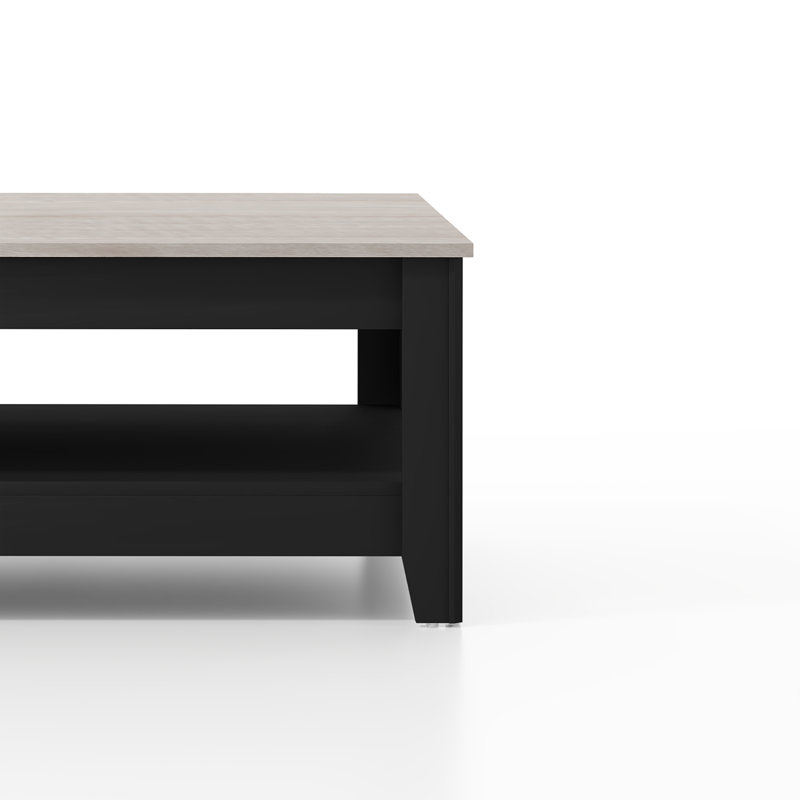 Table basse avec rangement Justine Basilico, Matte Black/Dusty Gray Oak