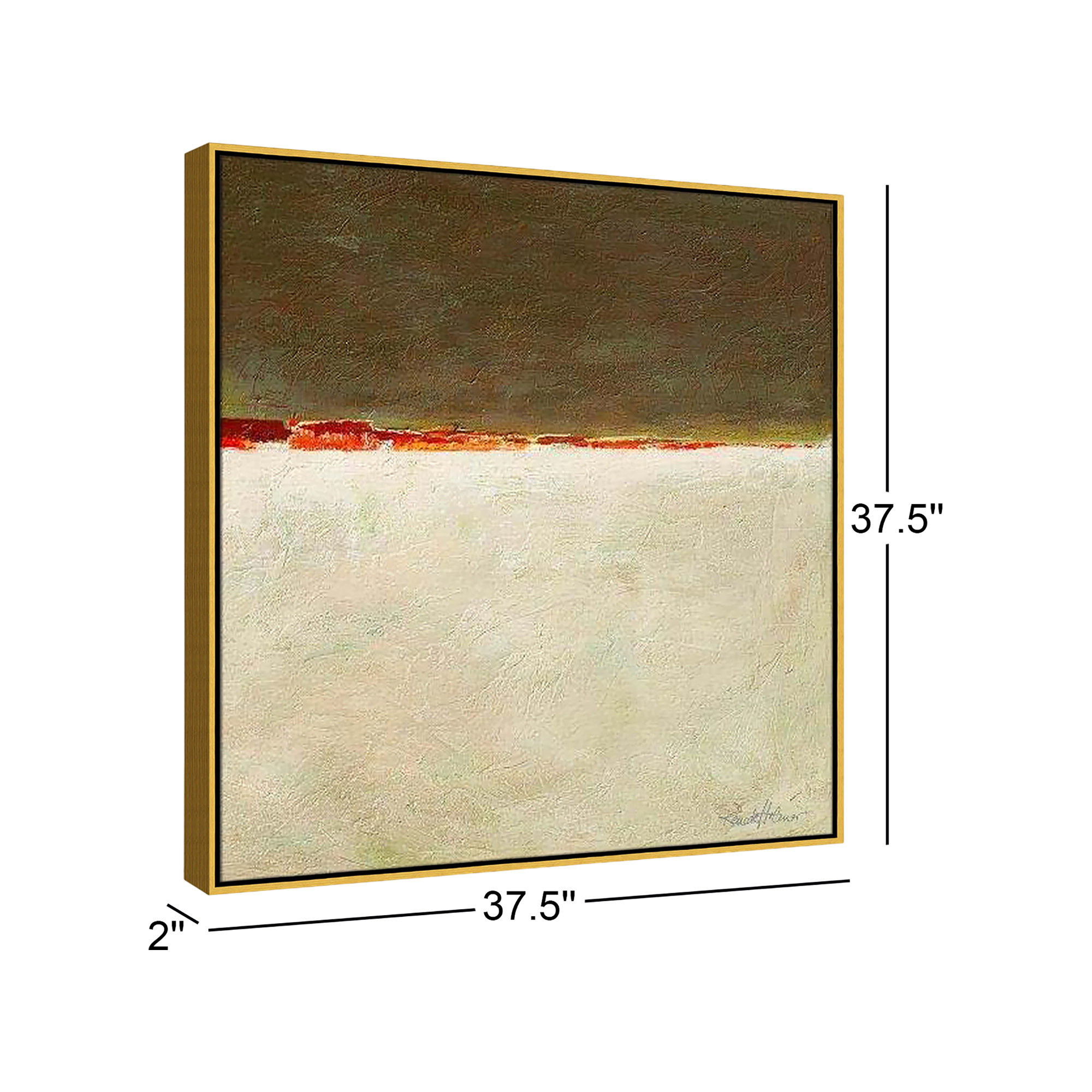 Orange Horizon I by Renate Holzner, Gold Framed, 37.5'' H x 37.5'' W x 2'' D