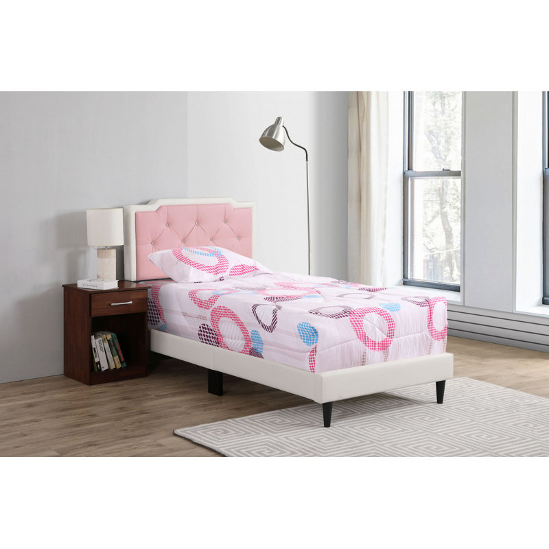 Charming Bed For Cozy Spaces, Full, White/Pink