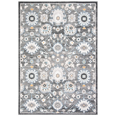 Tapis intérieur/extérieur gris foncé/ivoire oriental Slesnick
